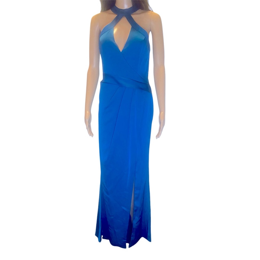 Liv Foster satin halter gown